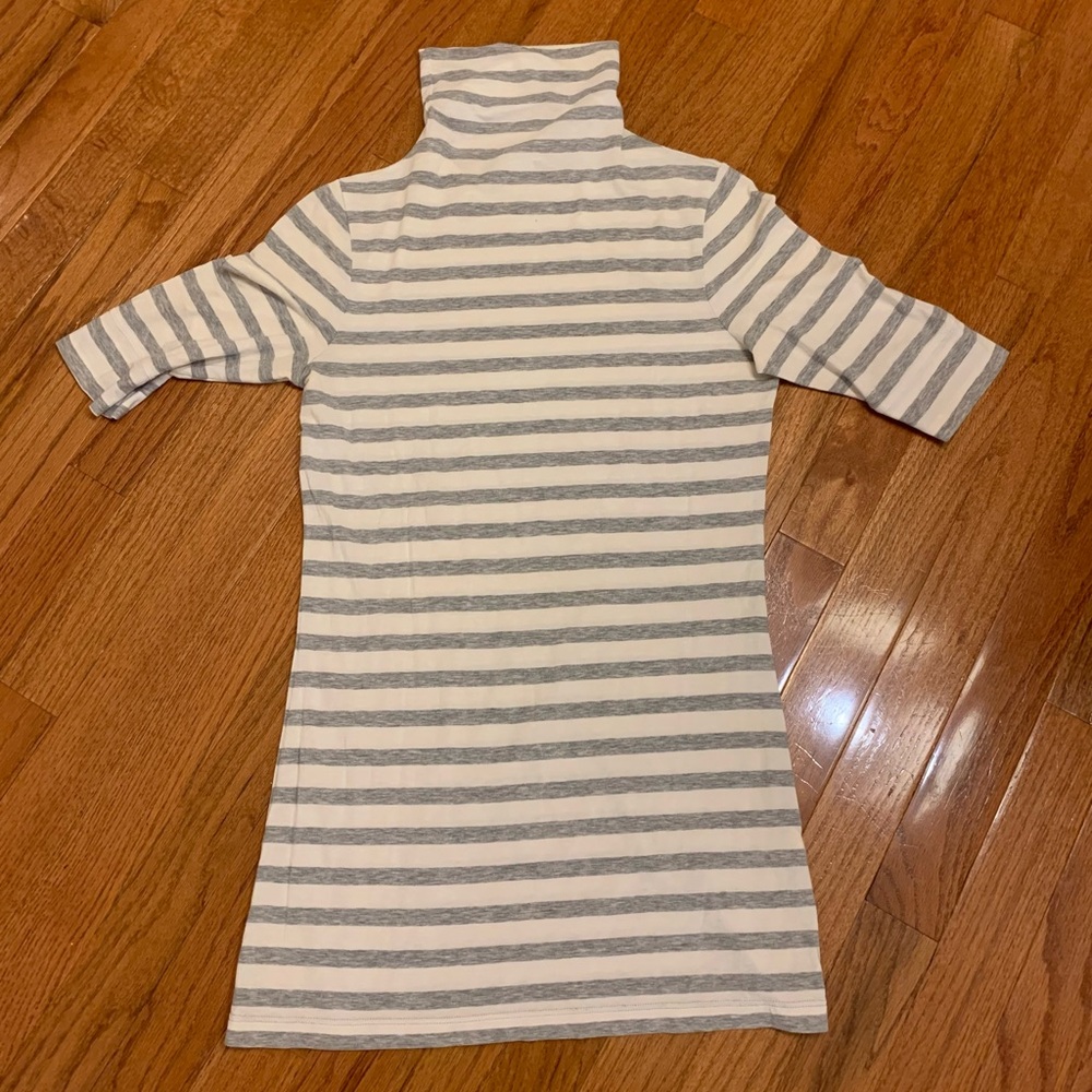 Vince -Grey-white Stripped Turtleneck Short Sleeve Top-medium